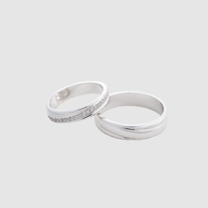 Argolla de Matrimonio en Oro Blanco con Diamantes