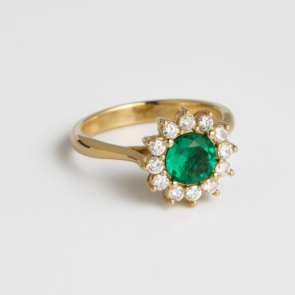 Big ring Esmeralda halo diamantes top Quality