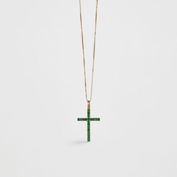 dije cruz esmeralda oro 18k