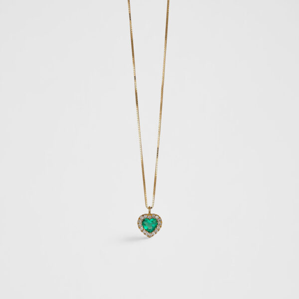 Cadena dije corazón esmeralda Top quality halo diamantes