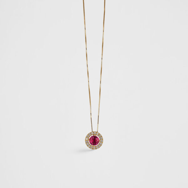 Cadena dije Rubi Top Quality halo diamantes