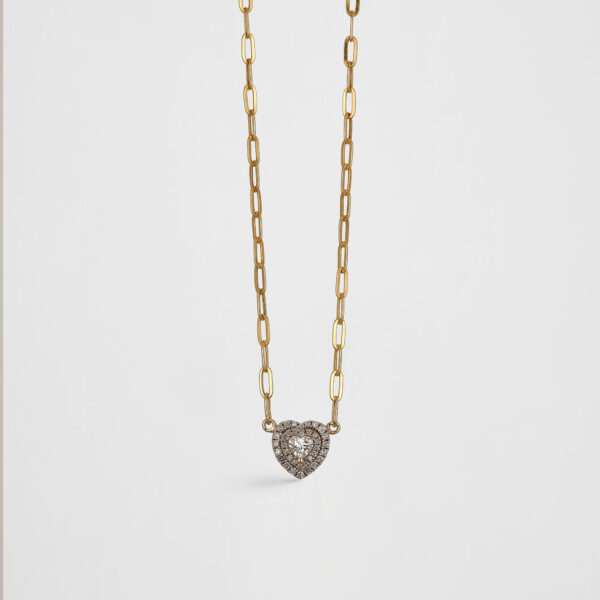 Cadena dije corazón diamante con halo